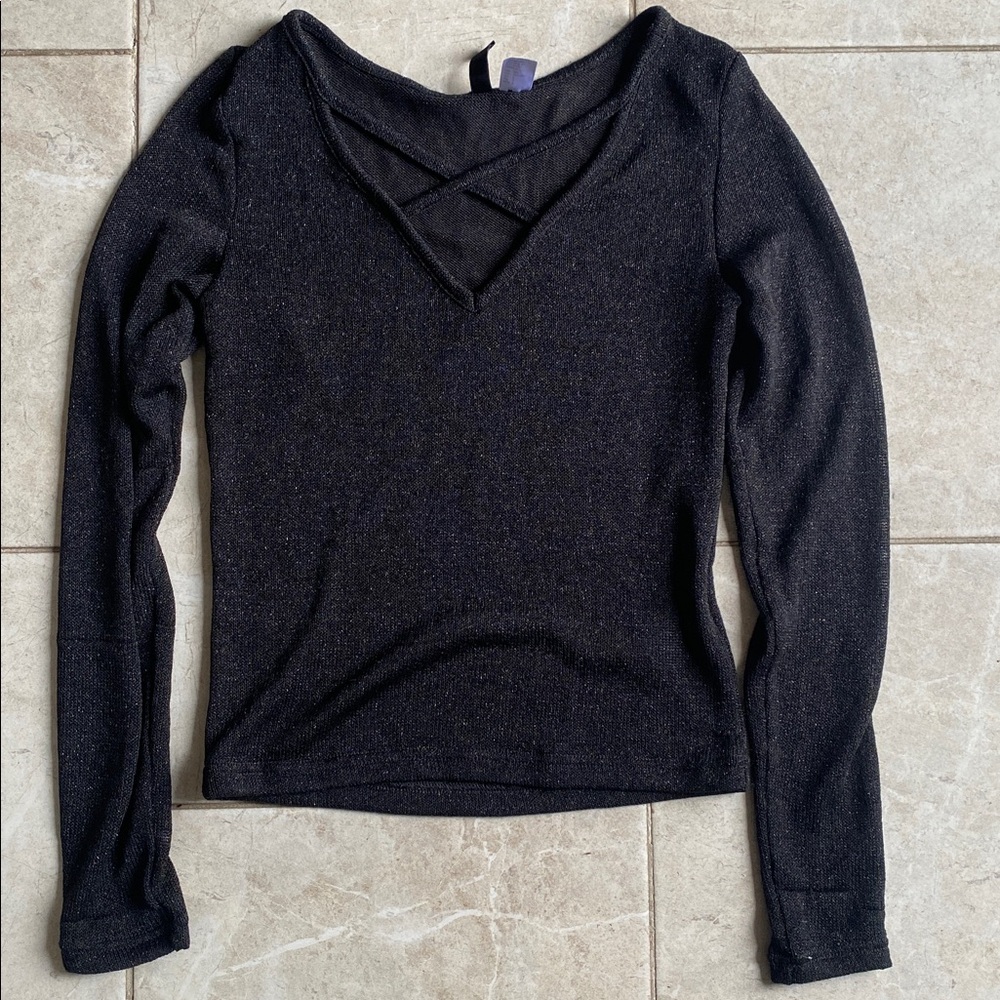 Divided H&M Black Silver Open Knit Sweater
